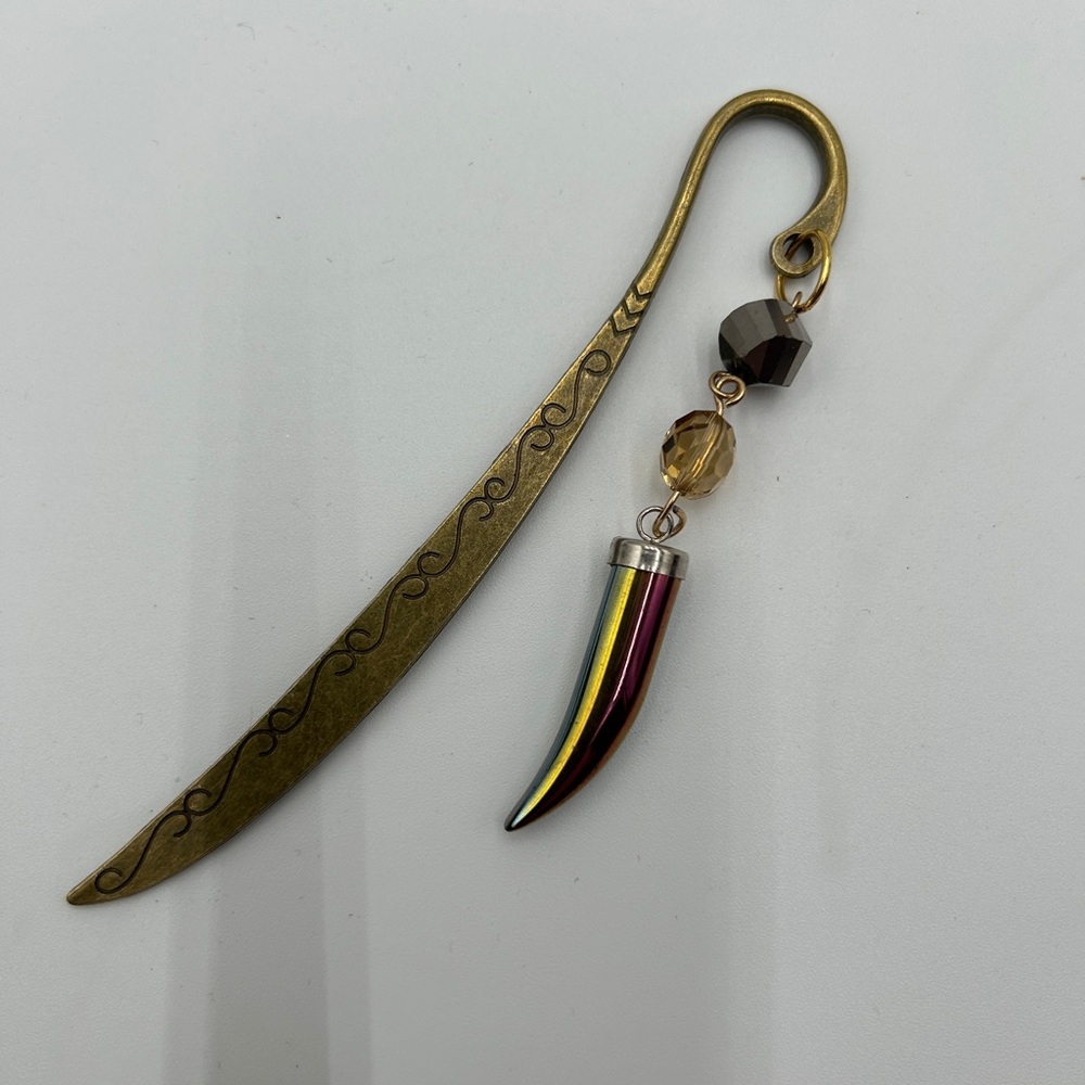 Gold Bookmark with Multicolor Charm Bookmark